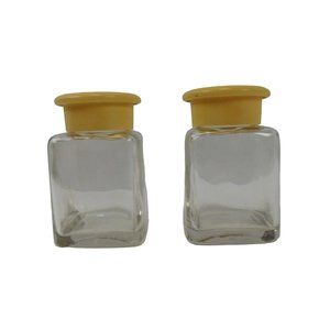 Glass Square Salt And Pepper Shakers 2.5" Plastic Lids